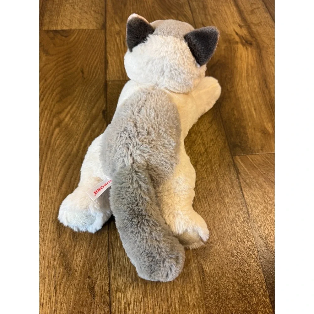 Aurora Flopsie Gray White Cat Kitten 12 Inch Stuffed Animal Plush 2023 Realistic